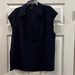 Banana Republic Deep navy Blue popover collared Blouse